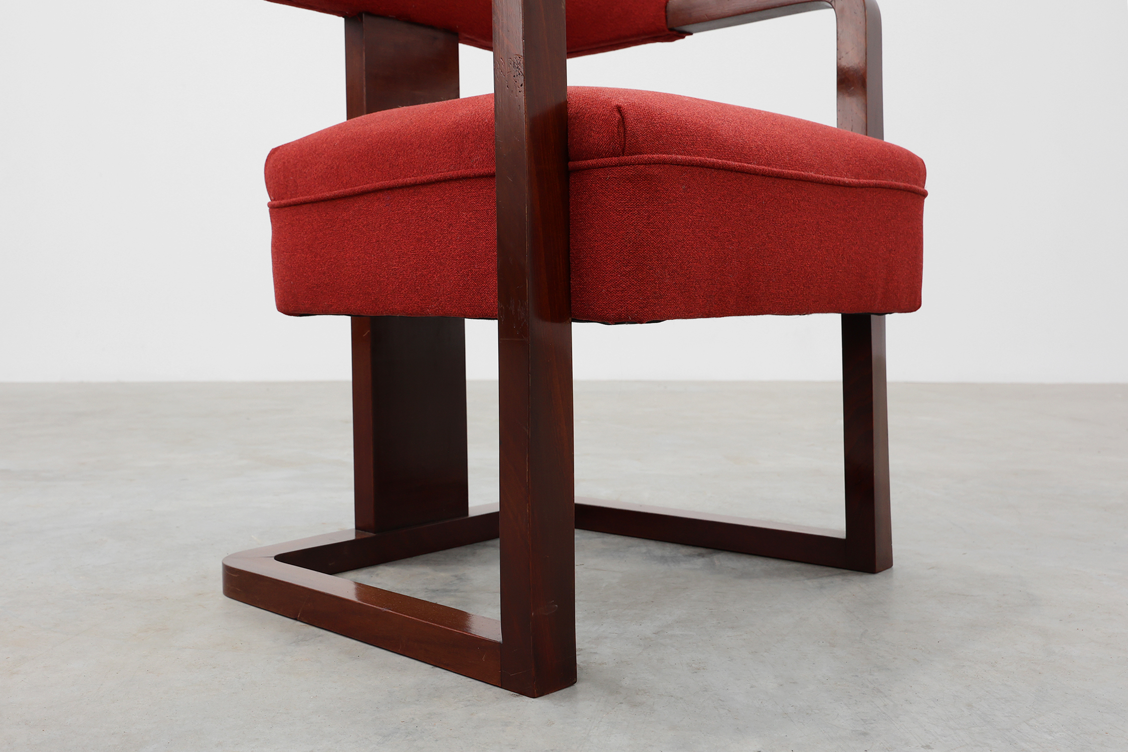 Set of Two Red Reupholstered Art Deco Chairs, Belgium ca. 1920thumbnail